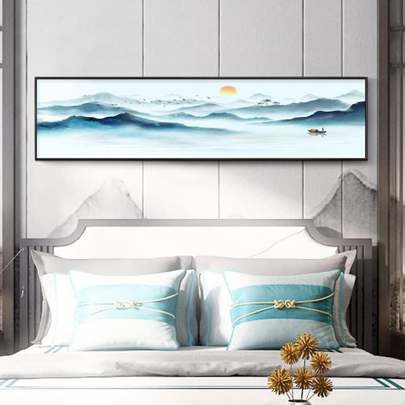 Нов кинески стил атмосферско мастило Пејзаж сликарство Спална соба во кревет Сликарство софа позадина Сликање на wallидови за дневна соба