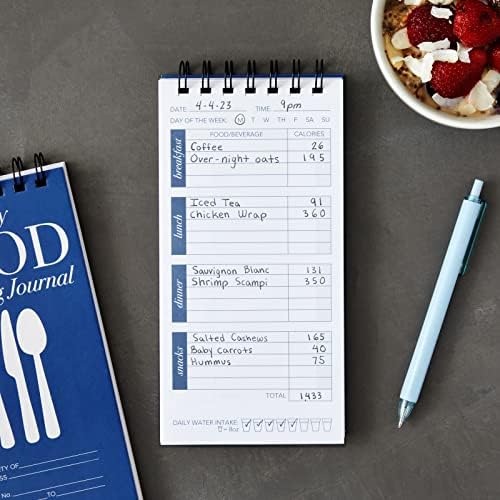Journalурнал за храна со 12 пакувања за рефус за губење на тежината, 4x8 инчи дневно дневник за дневник за храна со појадок, ручек, вечера, вода, калории и закуски за мажи, ж
