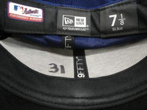 #31 Доџерс Игра Користи Официјален Млб Бејзбол Капа шапка 7 1/8 покажува тешка употреба - Игра Користи Млб Капи