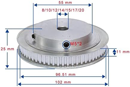Mechanical Smooth XL-60T Timing Pulley, Bore 8/10/12/14/15/17/20mm, Teeth Pitch 5.08mm, Aluminum Pulley Wheel, Width 11mm, for 10mm
