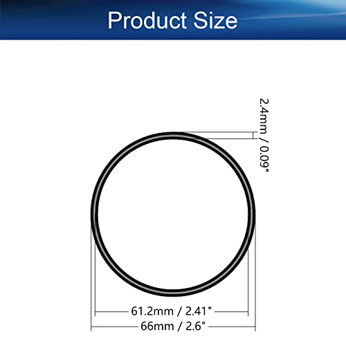 Bettomshin 5pcs нитрилна гума О-прстени, 66мм ОД 61,2мм ID 2,4 мм ширина, метричка заптивка за заптивка за заптивка за заптивка за
