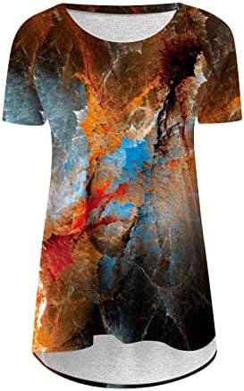 Teesенски екипаж маички врвови кошула за дами кратки ракави во боја блок пеперутка графички летни есенски маички 2023 облека
