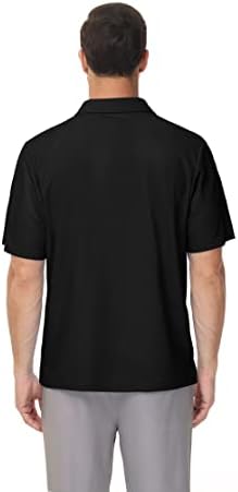 Поло кошула за мажи Влажност за влага, суво вклопување перформанси со патент за кратки ракави на отворено обичен спортски џеб маици