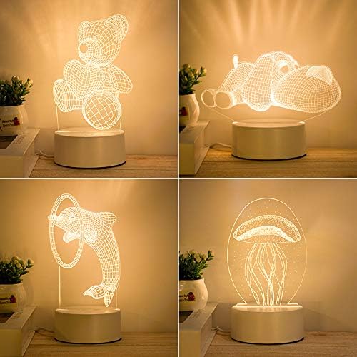 Linlong 3D мала ноќна ламба USB ACLI табела LED шарена боја за промена на атмосферата за атмосфера ламба за креативно подароци.月亮熊