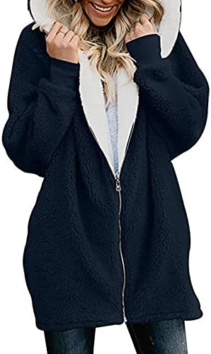 Prdecexlu канцеларија основни долги ракави дуксери јакна дами зимски цврсти лапчиња поштенски палта руно удобно удобно палто