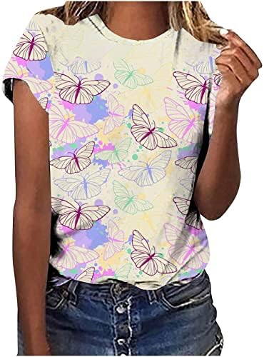 3Д печатена кошула за жени графичка пеперутка печати маички лето кратка ракав врвна кошула облека за миленичиња мода 2023 женски летни
