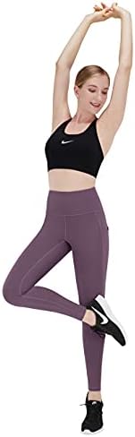 Hofiенски женски јога капри хеланки: голема контрола на стомакот со џебови со џебови јога панталони - за вежбање вежбање атлетски