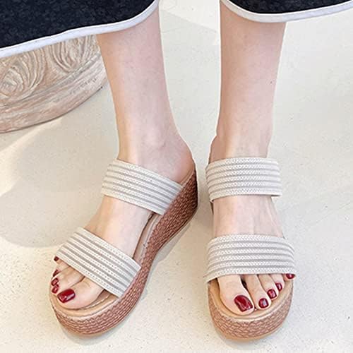 Клин -сандали за жени облечени касаул дишења на глуждот, римски сандали, рекреирани сандали чевли шетаат чевли за пешачење