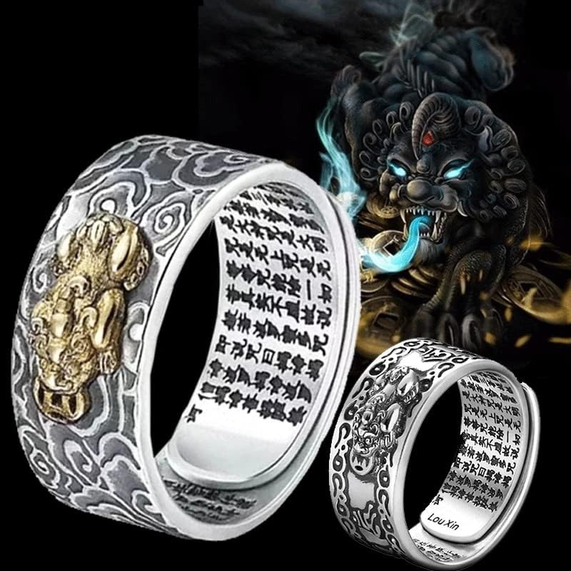 Gigb Pbdk Feng Shui Pixiu Mantra Ring For Men Women, Anillo Feng Shui Pixiu Mantra Ring Eriginal Feng Shui Ring Wealth and Заштита