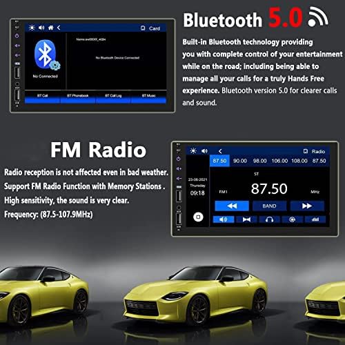 Двоен DIN Car Stereo компатибилен со Apple CarPlay & Android Auto, 7inch Full HD капацитивен екран на допир стерео двојно DIN радио со Bluetooth,