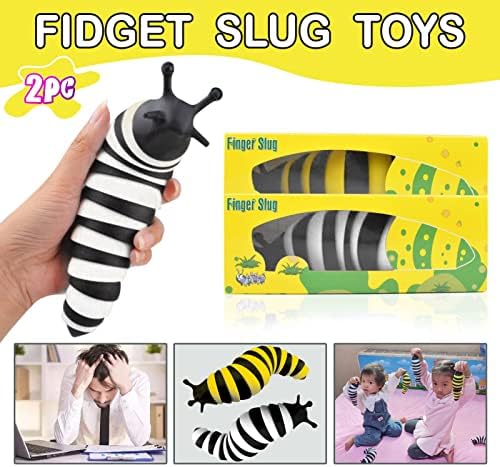 Sensory Slug Fidget играчка, играчки за гасеници за возрасни, 2 парчиња фигури играчки за игра по волја, прекрасен забавен подарок за пријател