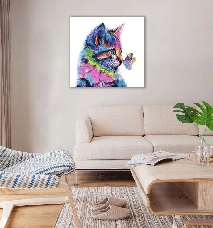 Зич масло сликарство животно мачка про пеперутка платно wallидна уметност модерна уметничка работа дома декорација слика 20x24inch