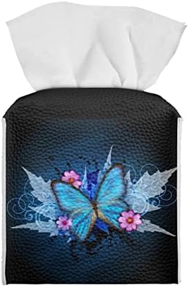 Поклони Сина Пеперутка Цвет Ткиво Кутија Покритие, Кожа Ткиво Кутија Држач Со Дното Појас, Квадратни Ткиво Кутија Организаторот