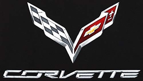 JH Дизајн Група Машка маица Chevy Corvette C7 екипаж на вратот во црна и сива боја и црвена боја