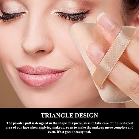 3pcs триаголник во прав пуф А+ квалитетен валвејт мек за лабава прашок за шминка за прашок за прашок за шминка, клин облик велур козметички