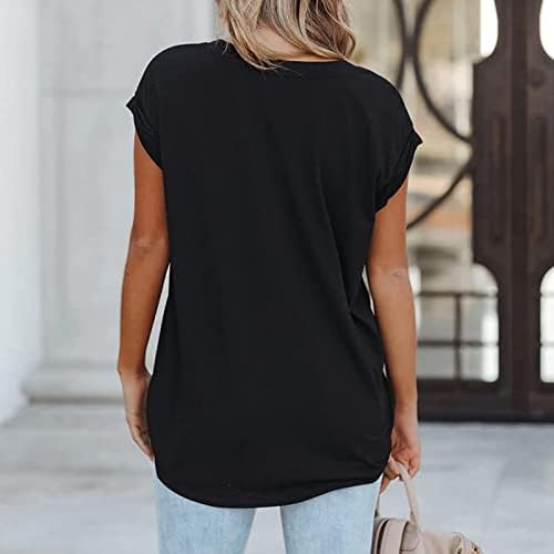 Единствени графички маици со маици жени обични кратки ракави од рамо преголема маица на отворено меки основни врвови на туника