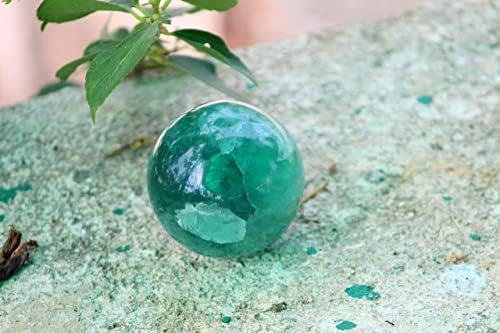 Jet Green Flourite 45-50 mm Ball Sphere Gemstone A+ рачен врежан кристален олтар заздравување Посветена фокус духовна чакра чистење метафизички