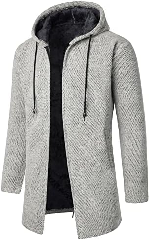 Beuu долг џемпер кардиган јакни за мажи, есен зимски патент плетен качулка топло тенок вклопна обична туника надворешна облека