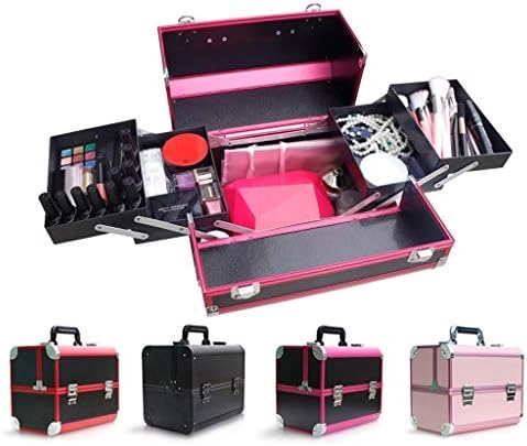Комплет за алатки Xiaoheshop носач за носење алатки за алатки за шминка за шминка, професионална козметичка кутија преносна алуминиумска кутија за makep со преклопни 4 лен