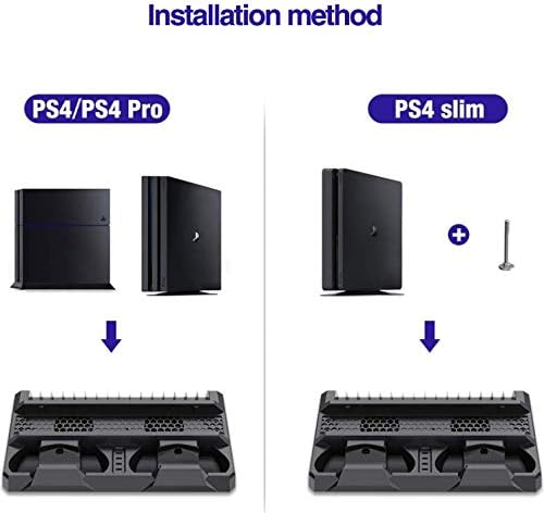 YYKJ PS4 Вертикален Држач, 16 Диск За Складирање Игра Кула, Двојна Рачка Брзо Полнење, 2 Вентилатор Ладилник Ладење Штанд И USB експанзија
