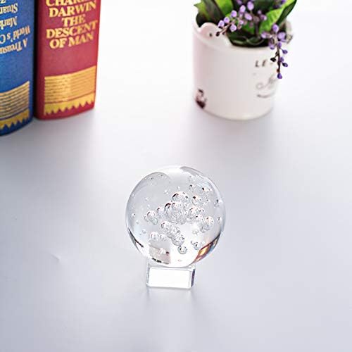 2,4 инчи кристални меурчиња топка - декоративни топки со стакло Лонгвин со штанд
