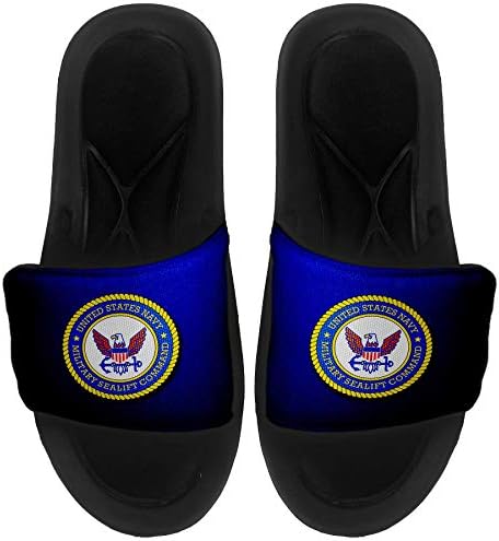 ExpressitBest Pushioned Slide -On сандали/слајдови за мажи, жени и млади - Одделение за американско одделение на морнарицата, печат