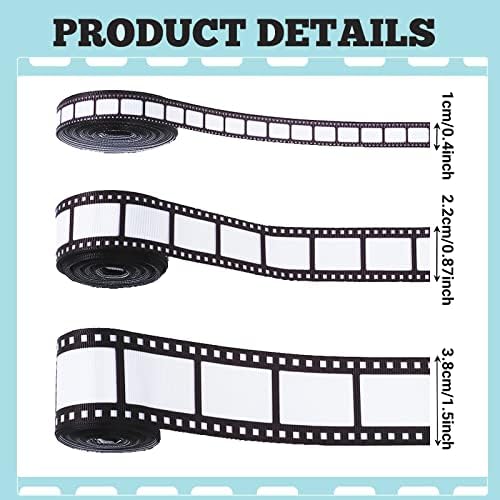 Кускул 3 ролни филмови со лента со ленти со лента со лента со лента кинетоскоп филмска лента за украси за филмски забави, црно -бел филм со тематски забави декор дома