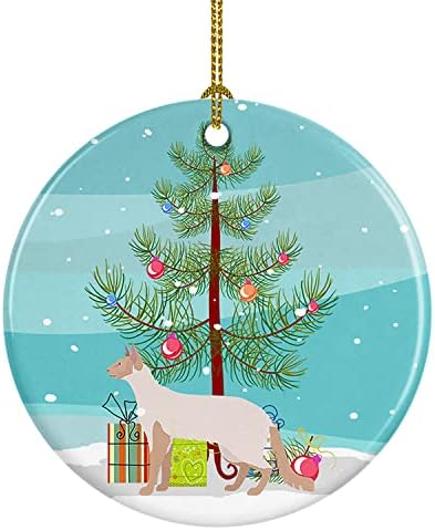 Богатства на Каролина CK4591CO1 Колор -точка Longhair 2 Cat Merry Christmas Ceramic Ornament, украси за новогодишни елки, виси украс за