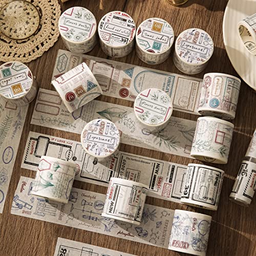 Yubbaex 4 Rolls Vintage Washi Tape постави широки маскирани инспирирани уметнички дела Декоративни ленти за уметност, DIY занаети, списанија,