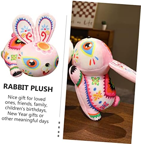 Toyvian Година на зајакот маскота плишана кинеска подарок полнет зајак плишани 3Д зајаци фрлање перници полнети животни кукла 2023 новогодишно подарок кинески стил зај?