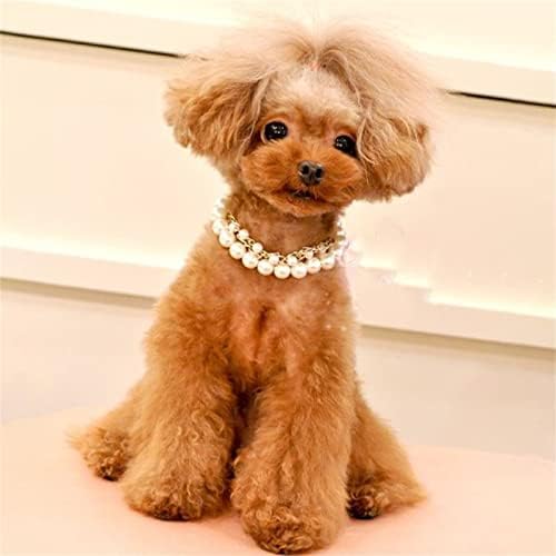 Honprad куче јака бисер кучиња ѓердан накит за кученце сјаен ринестон мачка свадбена јака миленичиња миленичиња