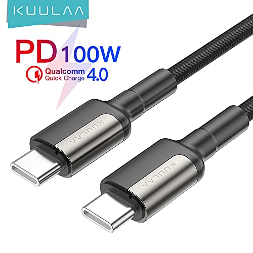 KUULAA USB C ДО USB C 3.3 FT Кабел За Брзо Полнење PD 100w QC 4.0, За Паметни Телефони, MacBook, MacBook Pro, iPad Pro, iPad Air, Nintendo