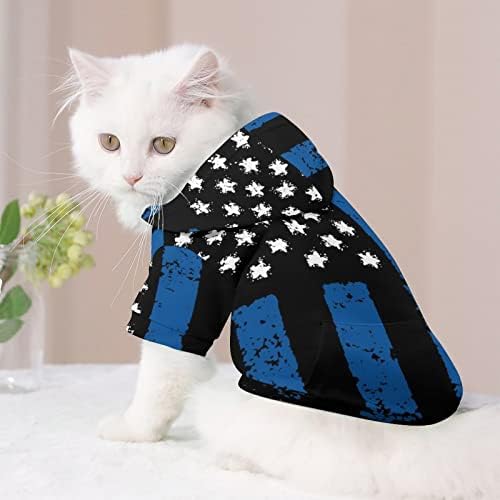 Ретро во САД знаме кучиња качулка пуловер џемпер мека облека за миленичиња облечена со качулка од палто за кучиња мачка