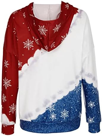 Преголема маичка за жени, кукавички врат Божиќ, печатен пулвер, вкупно атлетски женски врвови за есен 22