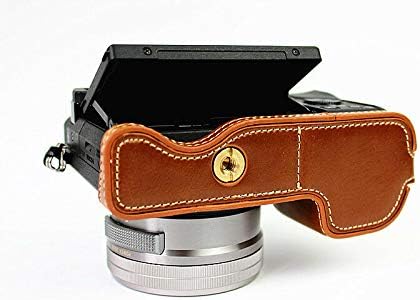 Стп Кожа Половина Камера Случај Торба Покритие Дното Отворање Верзија За Sony Алфа а6400 а6300 а6000