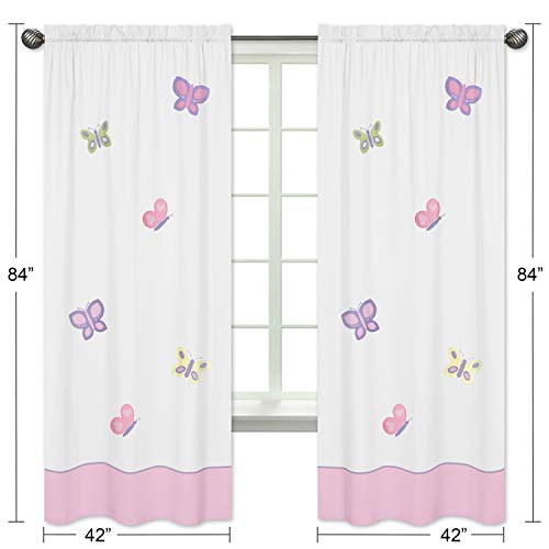 Слатка Џоџо Дизајни Розова И Виолетова Пеперутка Прозорец Третман Панел-Во собата на 2