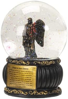 Пацифичкиот подарок за подароци Свети Габриел Воден глобус, 100мм, висина од 4,75 инчи, смола и стакло, декорација на таблети