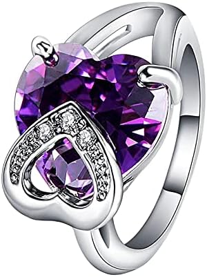 Vefsu срцев дијамант во форма на дијаманти во форма на дијаманти, циркон кристал микро поставка прстен накит за роденден предлог