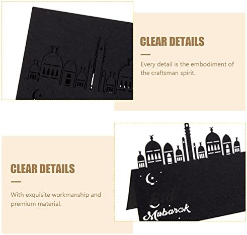 Хартиени украси 50 парчиња шик еид Рамадан картички за табели за табели за хартија за табели на фестивали, картички за картички за