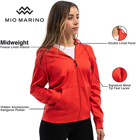 Mio Marino Premium Zip-up Hoodie за жени со мазна матна завршница и пријатна руно внатрешна постава-женски џемпер со аспиратор