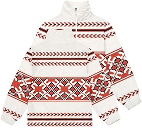 Божиќна маичка за мажи, faux fuzzy sherpa pullover sweatshirts со долг ракав спорт паѓаат облека зимски патенти врвови