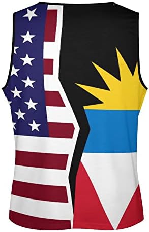 Американско и антигва Барбуда знаме машко резервоар за машко тело без ракави, бодибилдинг мускули, вежбање салата за салата за салата