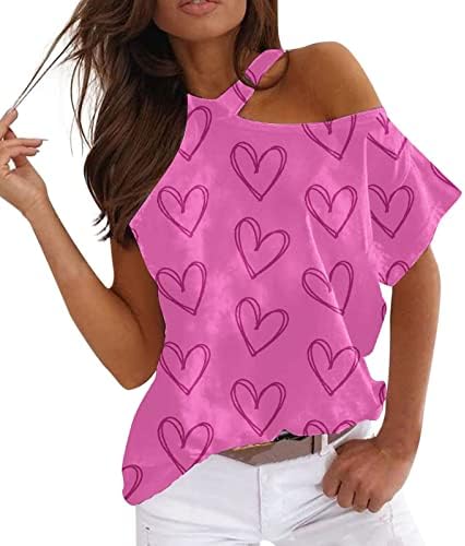 Женски летни врвови слатки кошули за жени летни кратки ракави врвови со ладна маица со краток ракав за жени