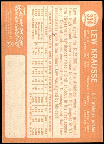 1964 Топпс # 334 Лев Краус Канзас Сити Атлетика екс/МТ атлетика
