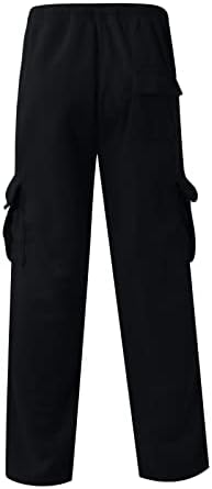 Ymosrh Алтички панталони за мажи за мажи, олабавување на половината со цврста боја џеб панталони лабави спортски панталони