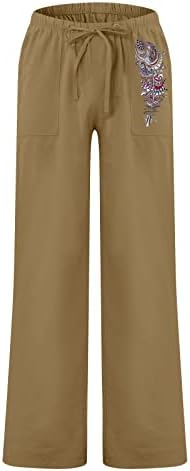 Дудубабини тексас панталони машка лебава и удобна обична панталона памучна постелнина печатени панталони за влечење долги јога панталони