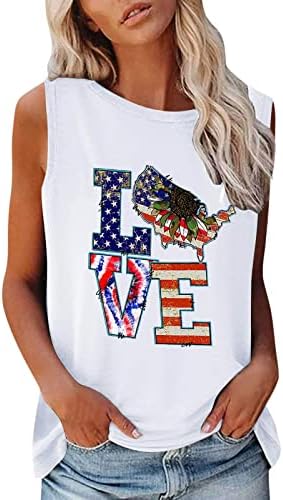 4 -ти јули резервоарот за жени на жените американско знаме летно обична маица без ракави патриотски starsвезди ленти фитнес резервоар врвови