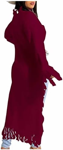 Maseенски моден кардиган џемпер искина раб на долги ракави макси плетени џемпери личност улична облека долги палта