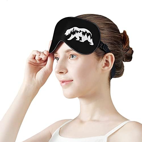 Мечка планинска маска за ролетникот за спиење ноќно сенка на капакот за прилагодување на окото со смешна графика за жени мажи со една