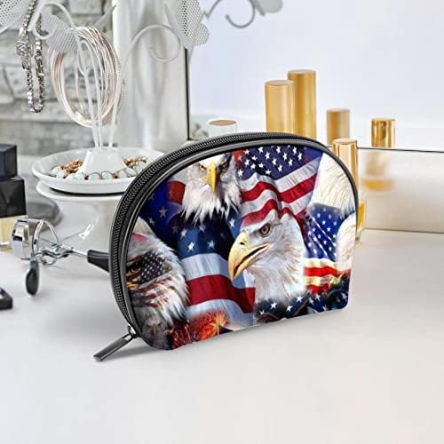 Торба за шминка со американско Знаме Торбичка Со Патент Симпатична Голема Козметичка Торба За Патувања За Жени Девојки Торба За Организатор На